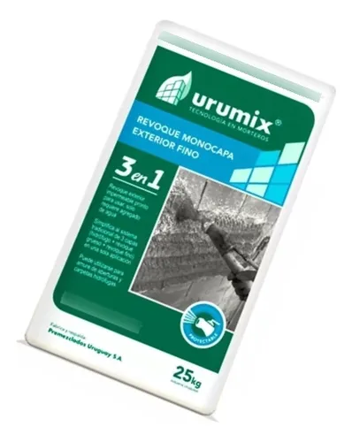 Revoque Monocapa  Proyectable Urumix 3 en 1 Exterior Fino 25 Kg 