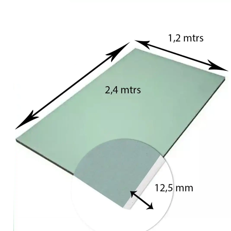 Placa Yeso Verde R.Hum PLACO 12,5mm x 1.2m x 2.4m