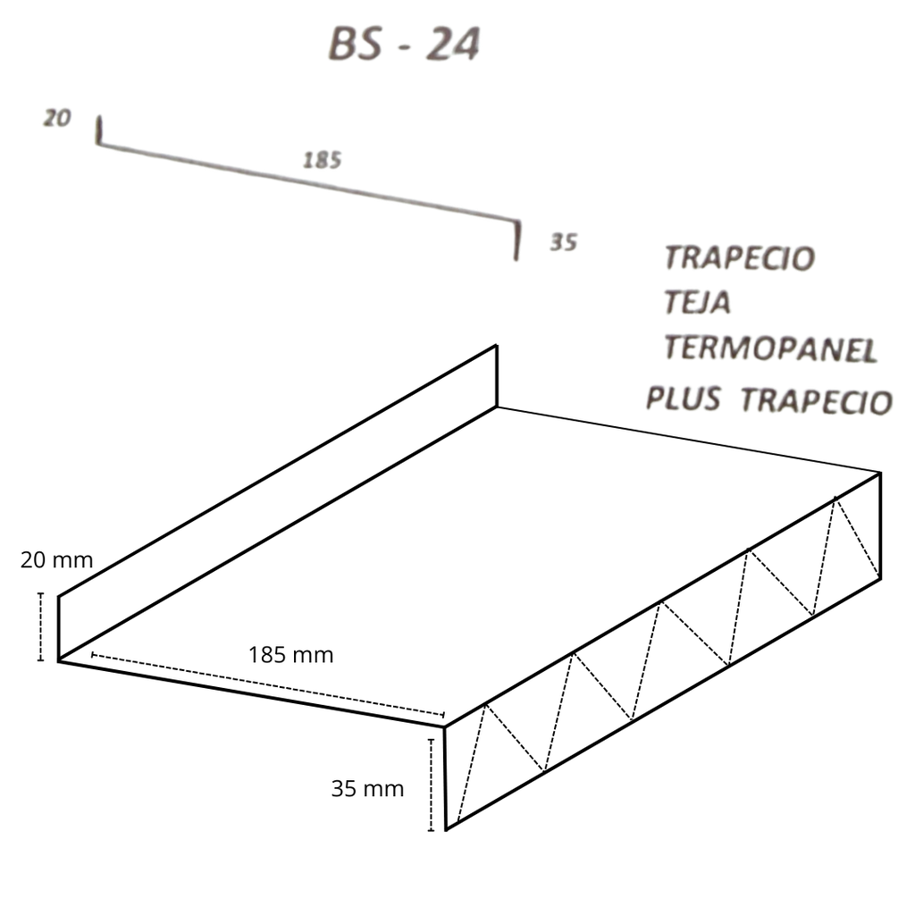 Babeta BS-24/Cal 26 20 x 185 x 35 mm Prepintada (2.10Mts)