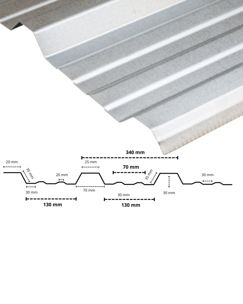 Chapa Trapezoidal Aluminizada Cal 26/0.40mm 1m útil x ML AGP