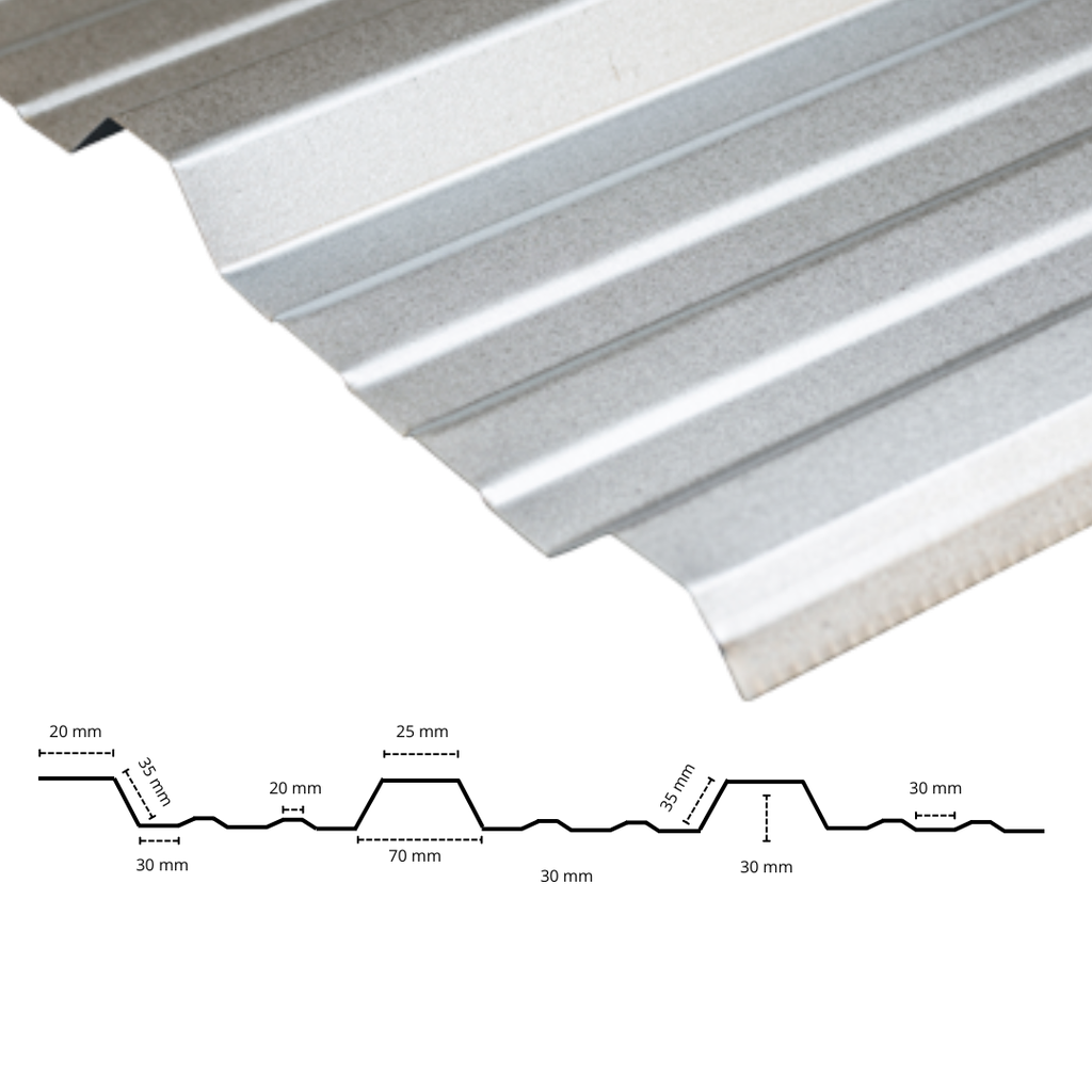 Chapa Trapezoidal Aluminizada Cal 26/0.40mm 1m útil x ML AGP