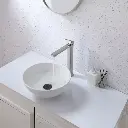 Griferia Lavatorio Alto En Brushed Nickel - Serie Salemi