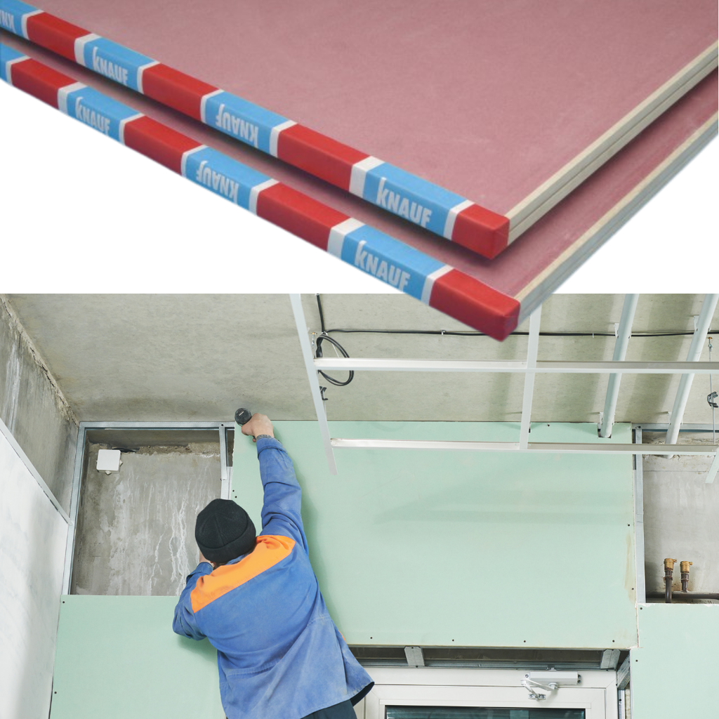 Placa Yeso Roja RF Knauf 15mm - 1.2m x 2.4m