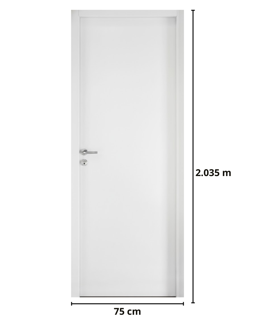 Puerta MDF Interior Oblak Practika Blanca 75 x 2.035m x 100mm  Derecha