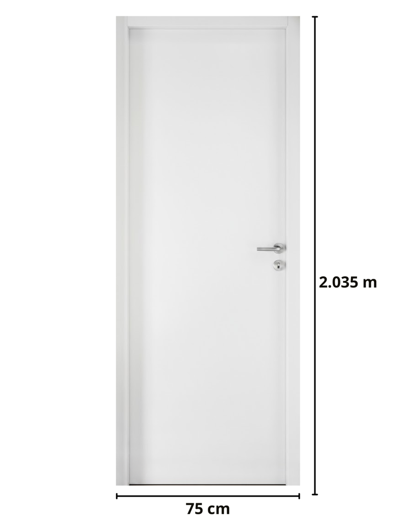 Puerta MDF Interior Oblak Practika Blanca 75 x 2.035m x 100mm Izquierda