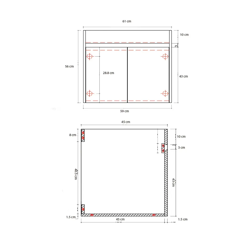 Mueble Briosco Laqueado 2 Puertas Con Bacha - 59 x 45 x 56