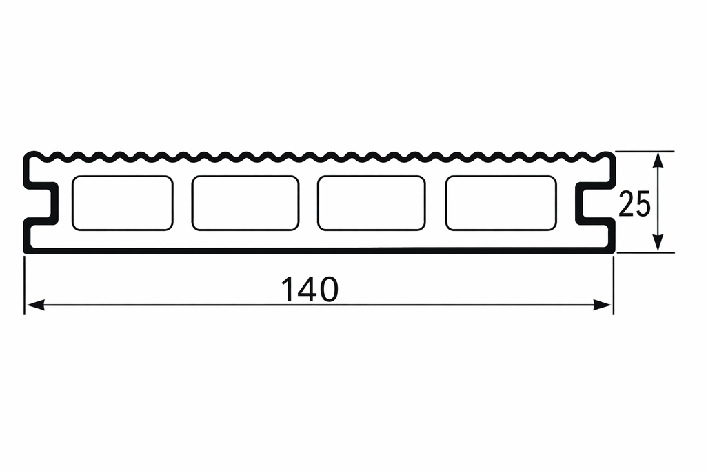 Deck WPC Textura Madera Lijada 140 x 25mm x 2.90m SF-H140-25K