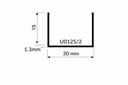 Perfil Aluminio Tipo U 30 x 15m x 1.3mm x 6.4m Anodizado