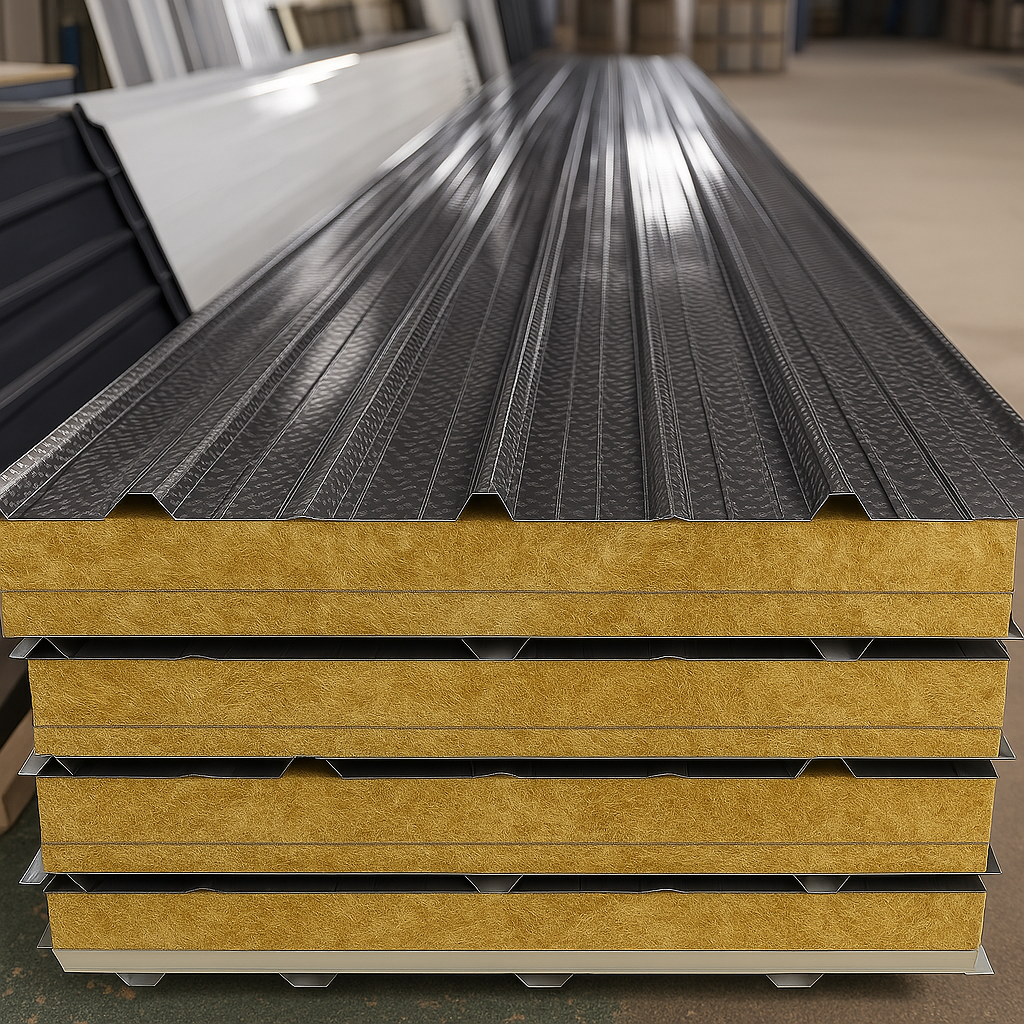 Isopanel Lana Roca Trapezoidal 0.4mm x 95cm x 145mm Roof Rock Wool 100mm RAL 3020