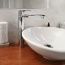 Griferia Lavatorio Alto En Brushed Nickel - Serie Salemi