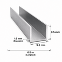 Buña U Aluminio 9.5mm x 9.5mm x 1.6mm x 6.8m - Terminaciones