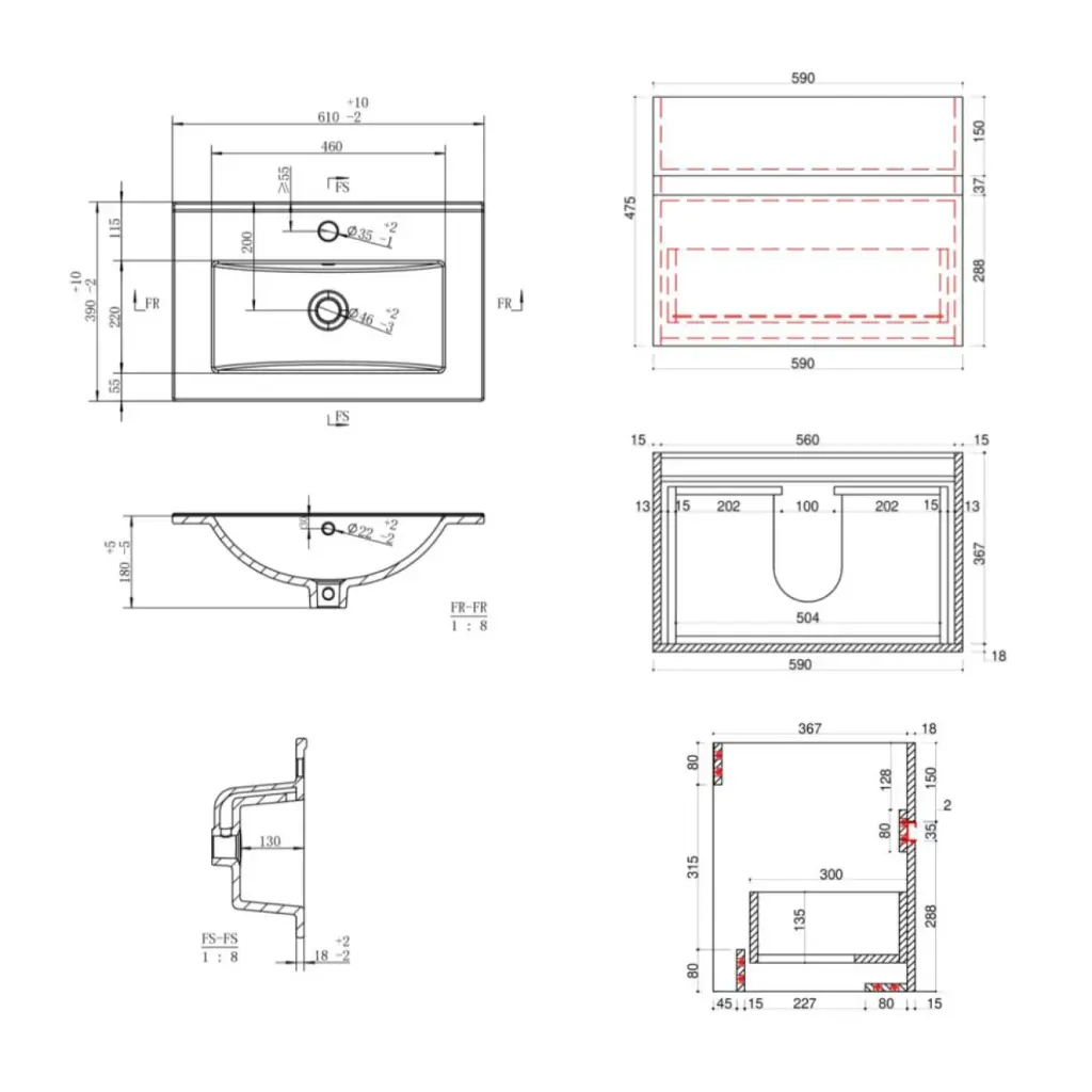 Mueble de Baño Suspendido Key 50 cm 8804036