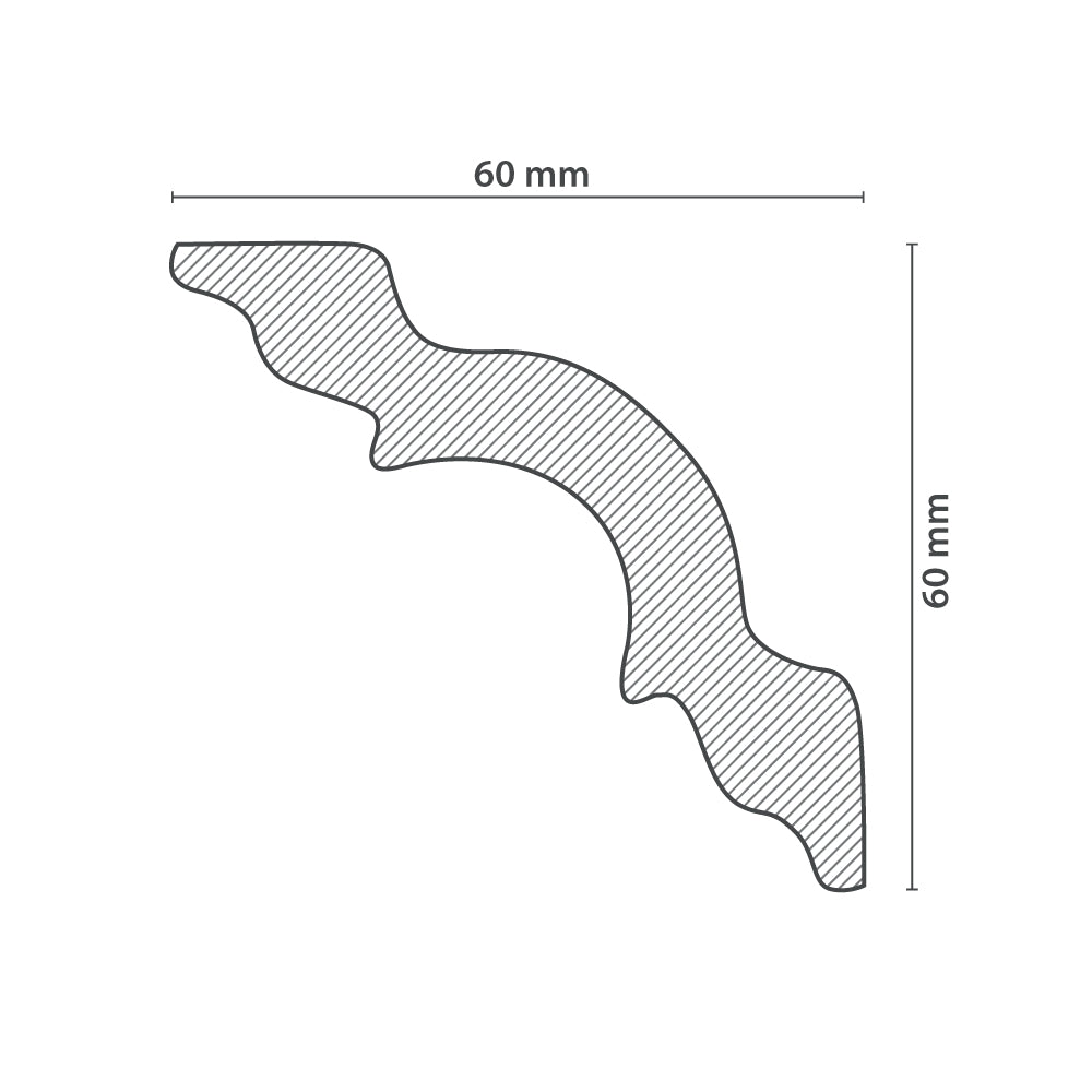 Moldura Perimetral Cornisa Escalonada - 60mm x 60mm x 2m I-29A