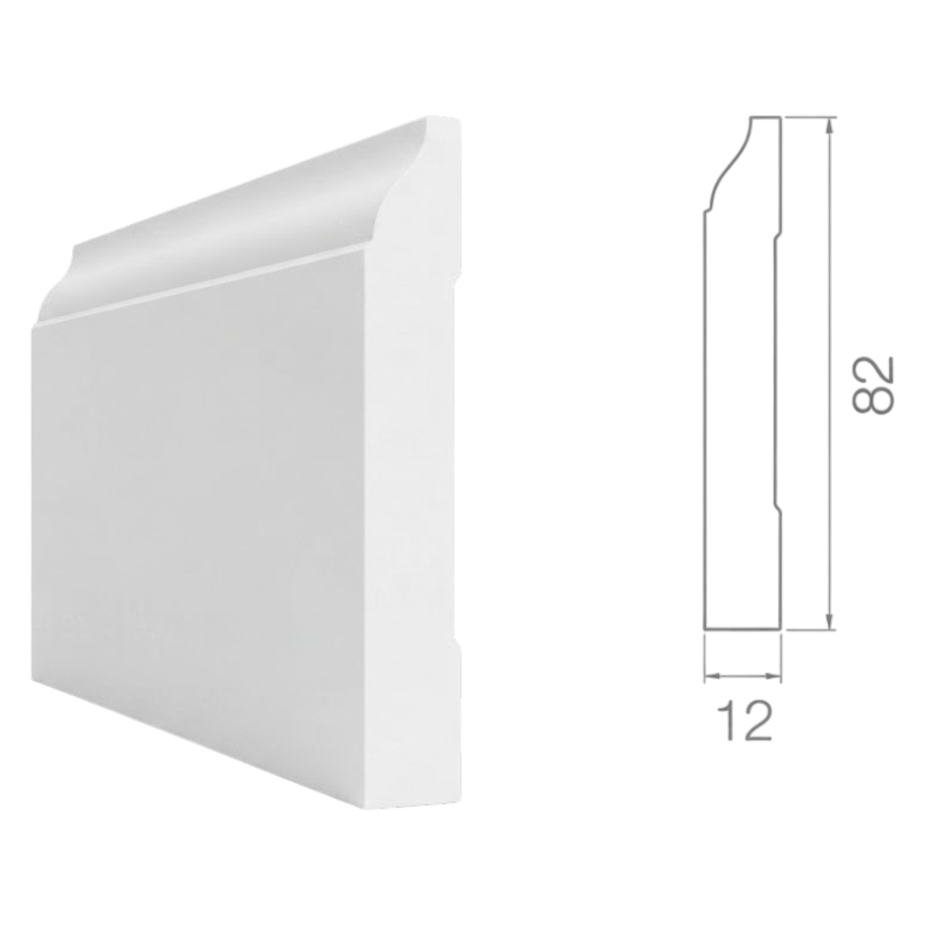Zócalo 623 MDF 12 x 82 x 3.66mt Blanco