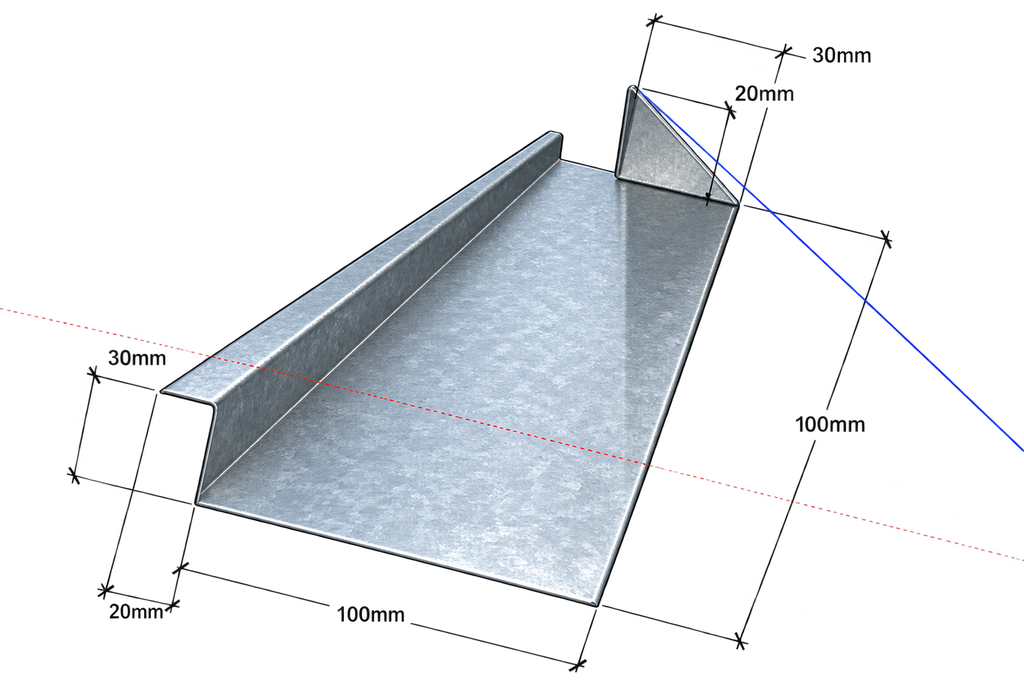 Angulo Chapa Plegada 150mm x 150mm Esquina Galpón Aluminizada