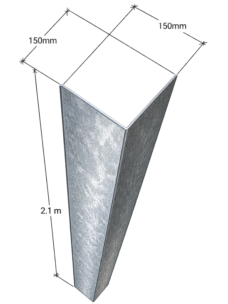 Angulo Chapa Plegada 150mm x 150mm Esquina Galpón Aluminizada