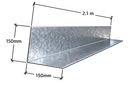 Angulo Chapa Plegada 150 x 150mm x 2.1m Cal26 Esquina Galpón Aluminizada