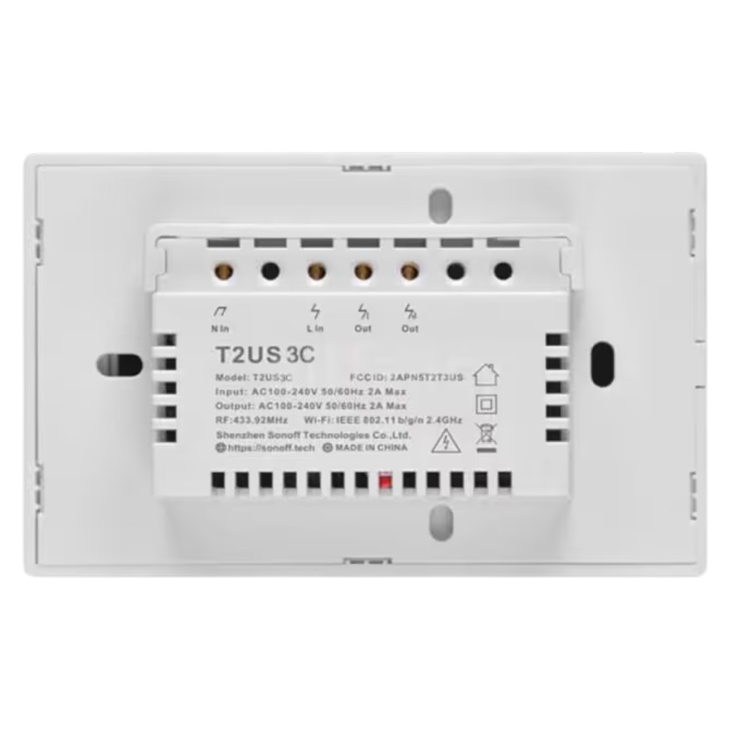 Interruptor de Pared Sonoff T3US3C-TX Wi-Fi RF 3 Botones Blanco