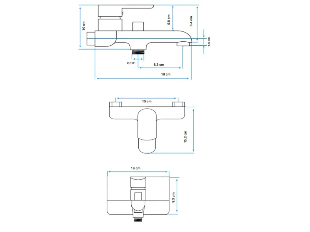 Griferia De Ducha Externa Monocomando Cromo Aqualia Alassio AQ541281W-CR 