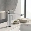 Griferia Lavatorio Alto En Brushed Nickel - Serie Salemi