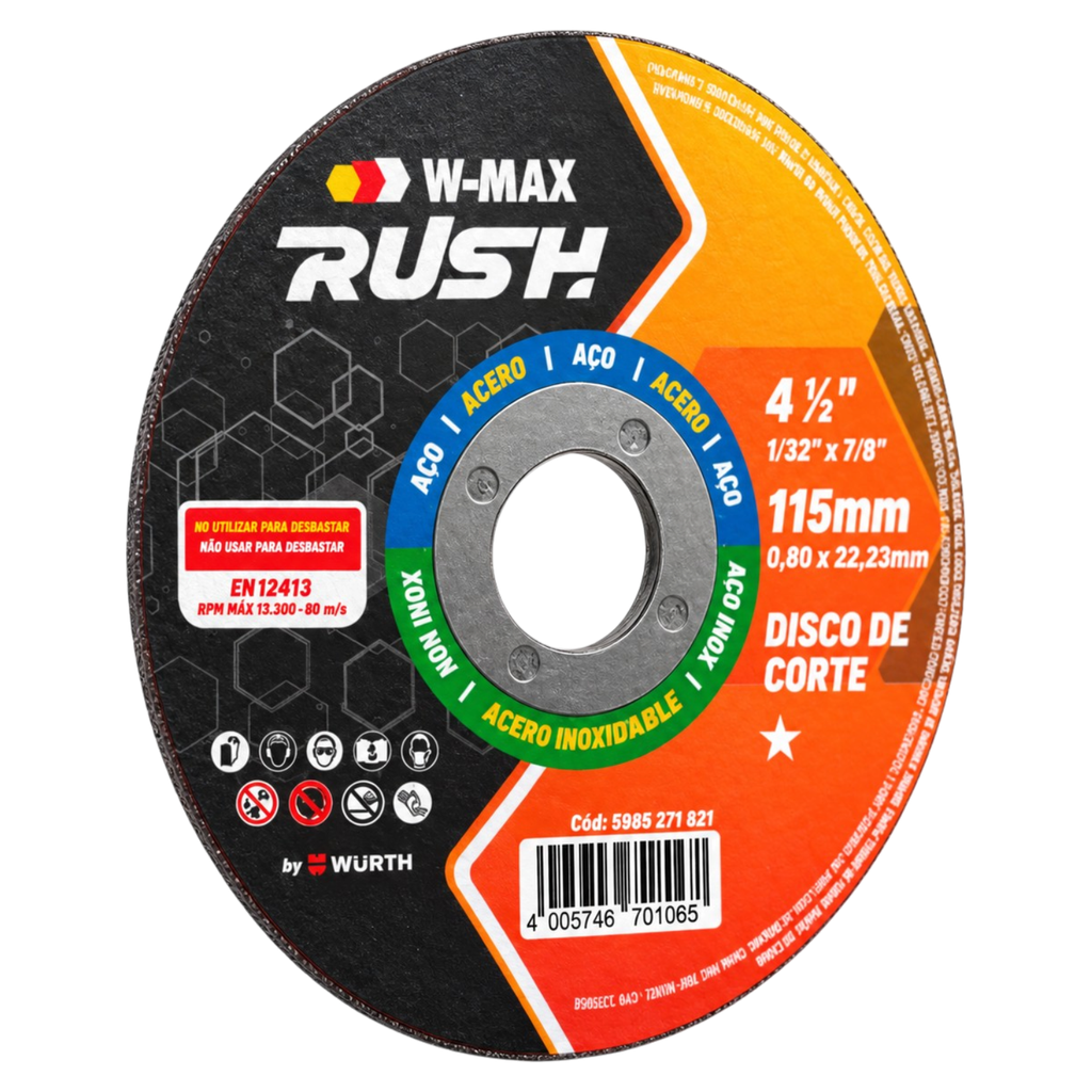 Disco de Corte Inox. W-Max Rush115 x 1.0 x 22 - 4"