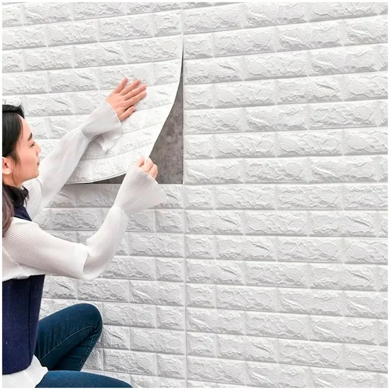Placa Decorativa 3D Autoadhesiva 70cm x 77cm - Ladrillo Blanco