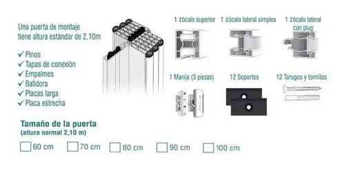 Puerta PVC Plegable Plasbil Blanca - 2,1m x 1,2m
