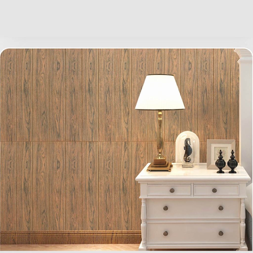 Placa Decorativa 3D Autoadhesiva 70cm x 77cm - Madera Marrón