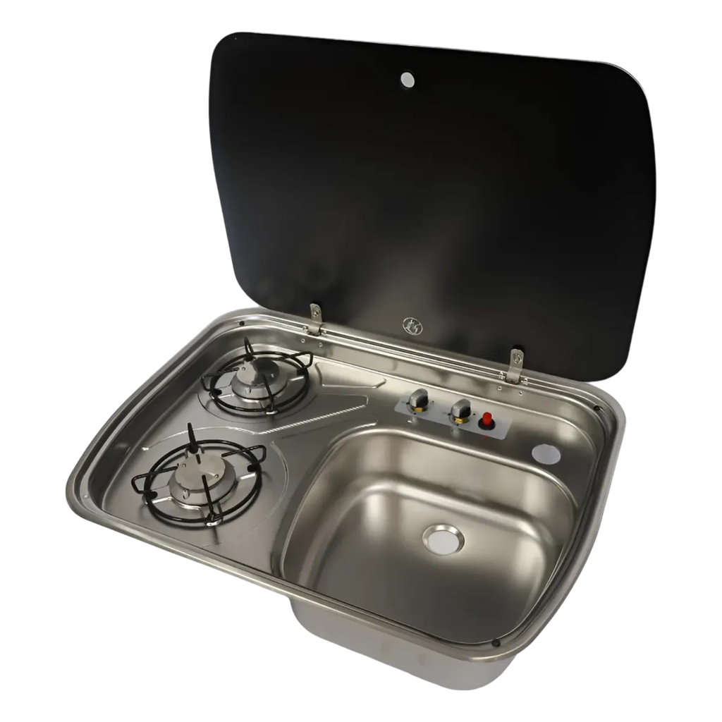 RV Anafe Super Gas 2 Hornallas + Pileta Inoxidable GR-588
