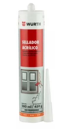 Sellador Acrílico Siliconado Blanco 280ml Wurth
