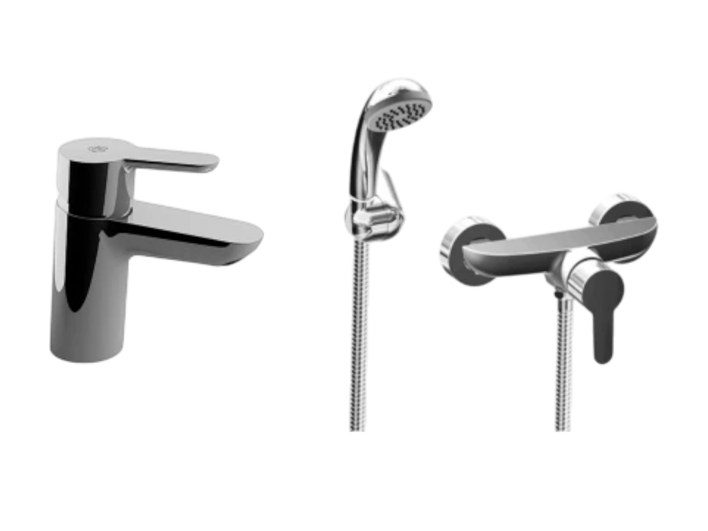 Juego de griferia ducha exterior sin transferencia y lavatorio bajo linea puelo fv (juego-FV-Puelo-6) 
