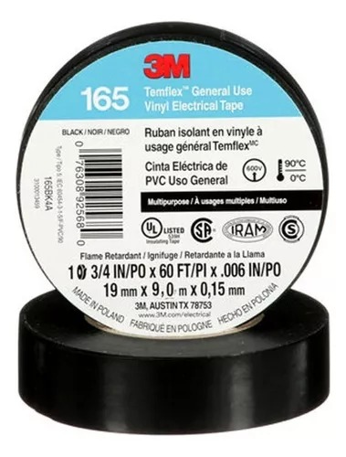 Cinta Aisladora Temflex 19mm x 9Mtrs 3M 