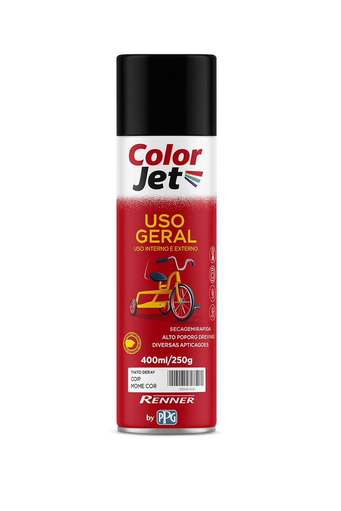 Spray Color Jet Uso General Negro Brillante 400ml