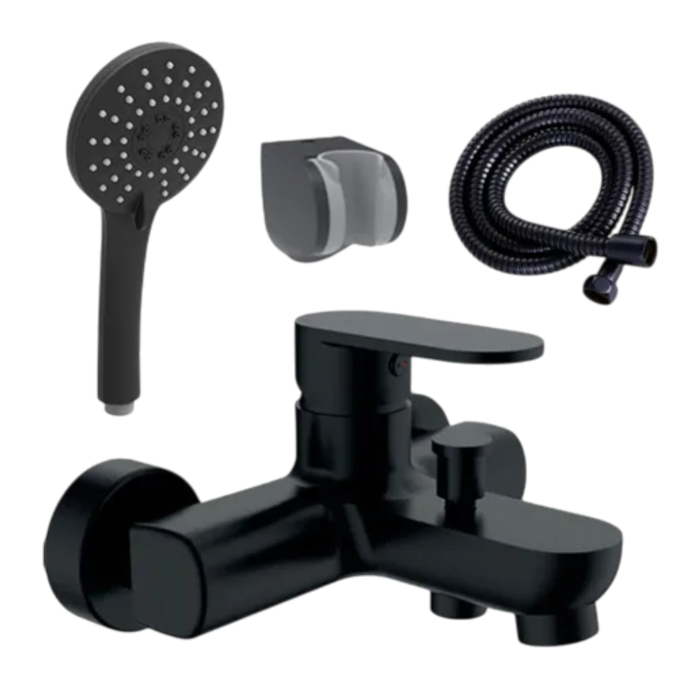 Ducha Bañera Monocomando Negro Mate C/Transferencia