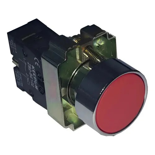 Pulsador Aro Metalico Cromado Boton Rasante Rojo 
