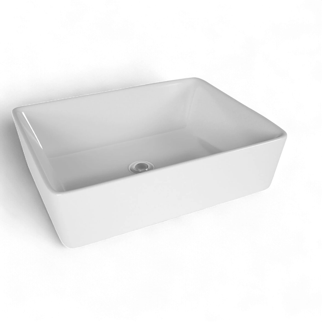 Bacha Rectangular De Loza Blanca Para Apoyo - A022-BACHA