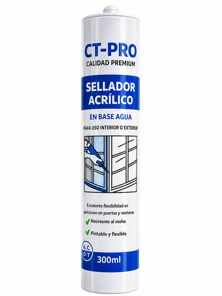 Sellador Acrílico Base Agua Flexible Blanco CT-PRO 300ml