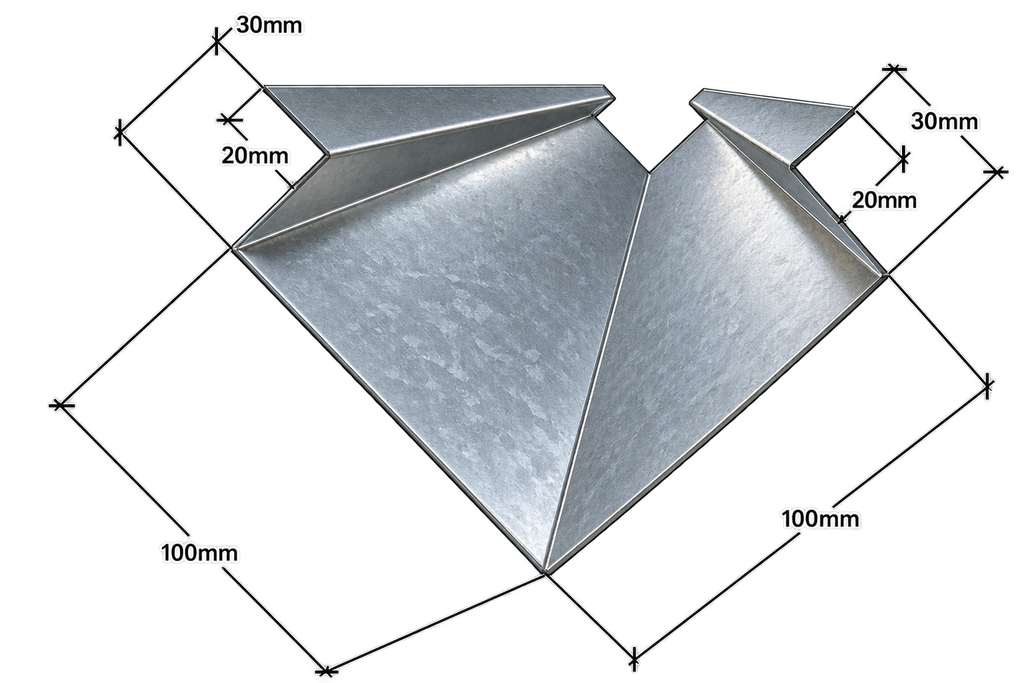 Angulo Chapa Plegada 100 x 100 x 30 x 20mm x 2.1m Cal26 Esquina Galpón Aluminizada