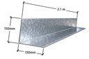 Angulo Chapa Plegada 150 x 150mm x 2.1m Cal26 Esquina Galpón Aluminizada