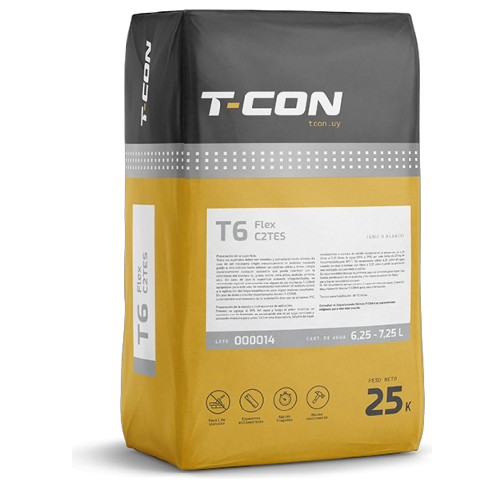 Adhesivo Cementicio T-CON T6 C2TE Flexible 25 kg