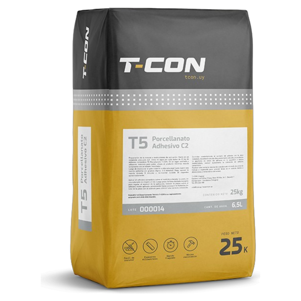 Adhesivo Cementicio T-CON T5 C2 Porcellanato 25 kg