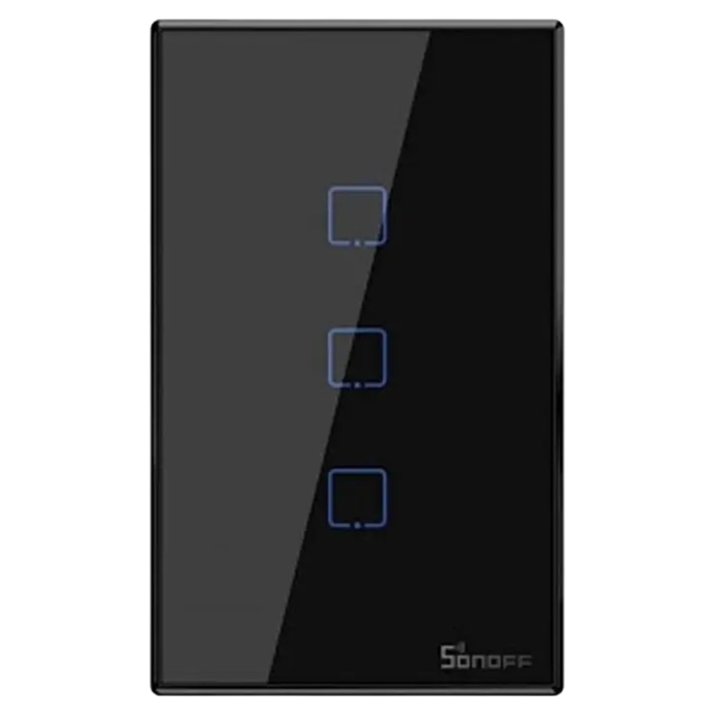 Interruptor de Pared Sonoff T3US3C-TX Wi-Fi RF 3 Botones Negro