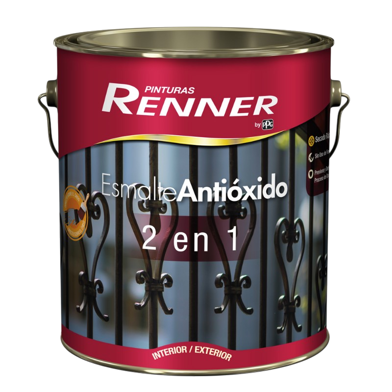 Esmalte Antióxido 2 en 1 Mate Grafito 3.6L Renner UY1224.01