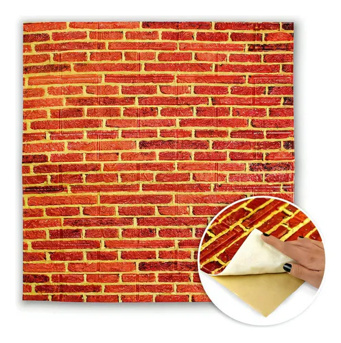 Placa Decorativa 3D Autoadhesiva 70cm x 77cm - Ladrillo Roja