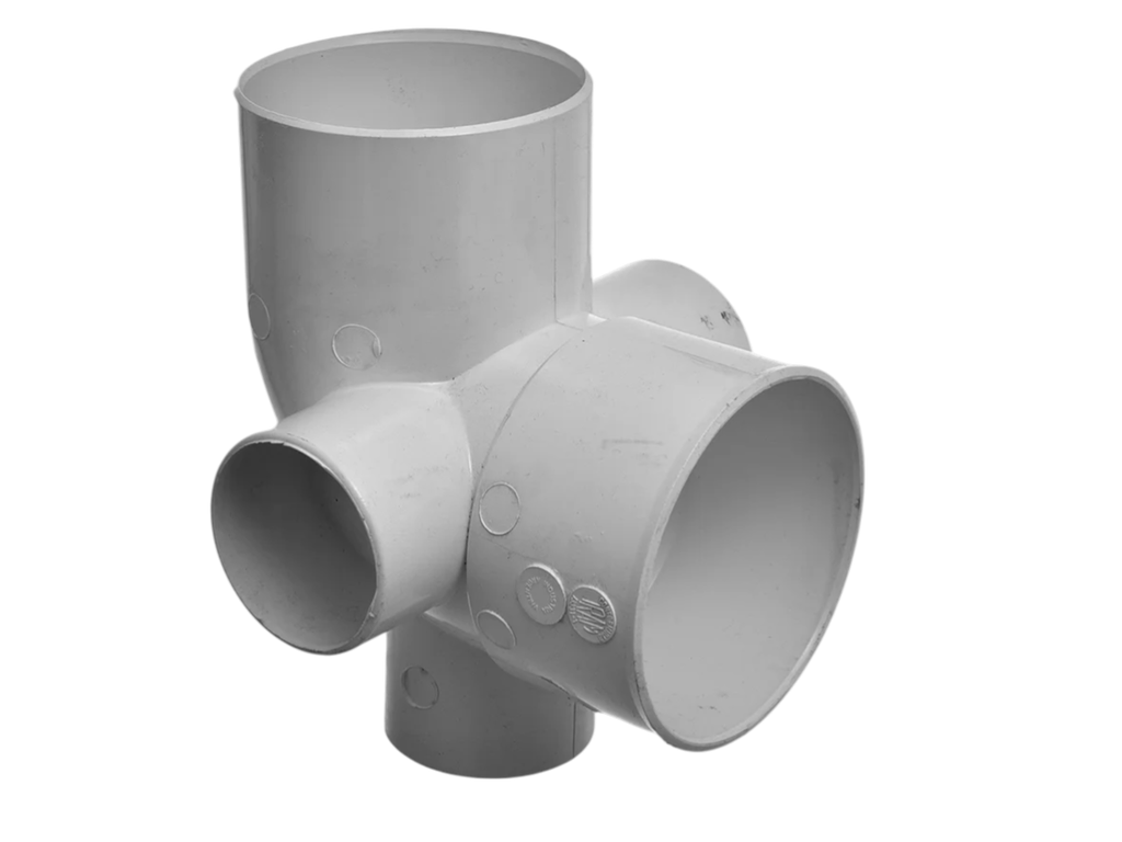 Codo PVC 110mm 90° x 3.2mm con 3 Acometidas 63mm - Nicoll