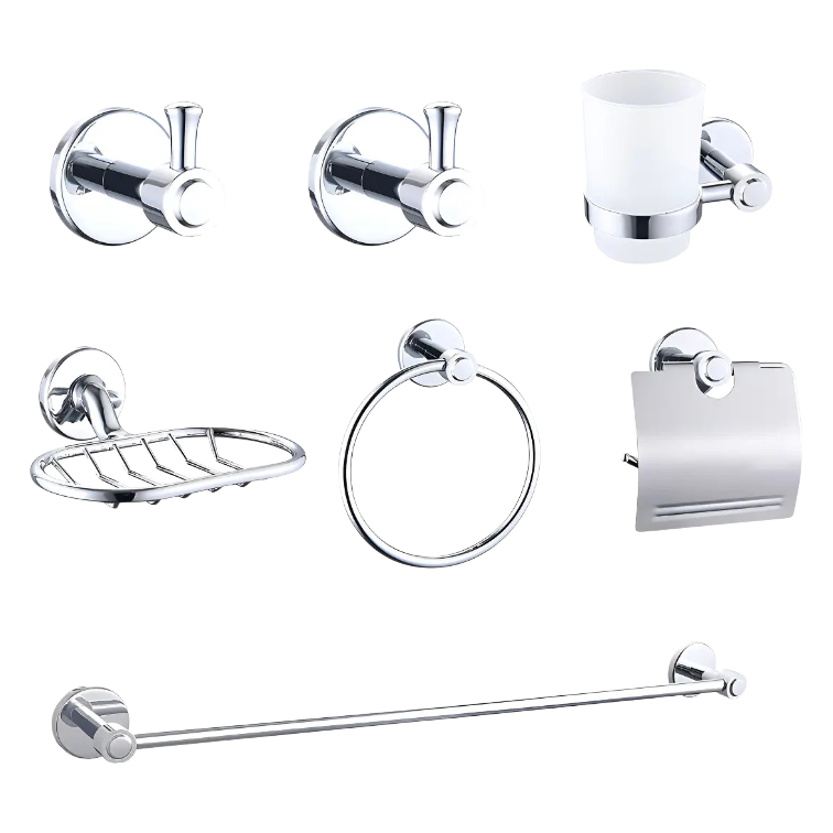 Kit Accesorios Baño Zinc Cromados Redondo Brillo Cromo KAI 3200