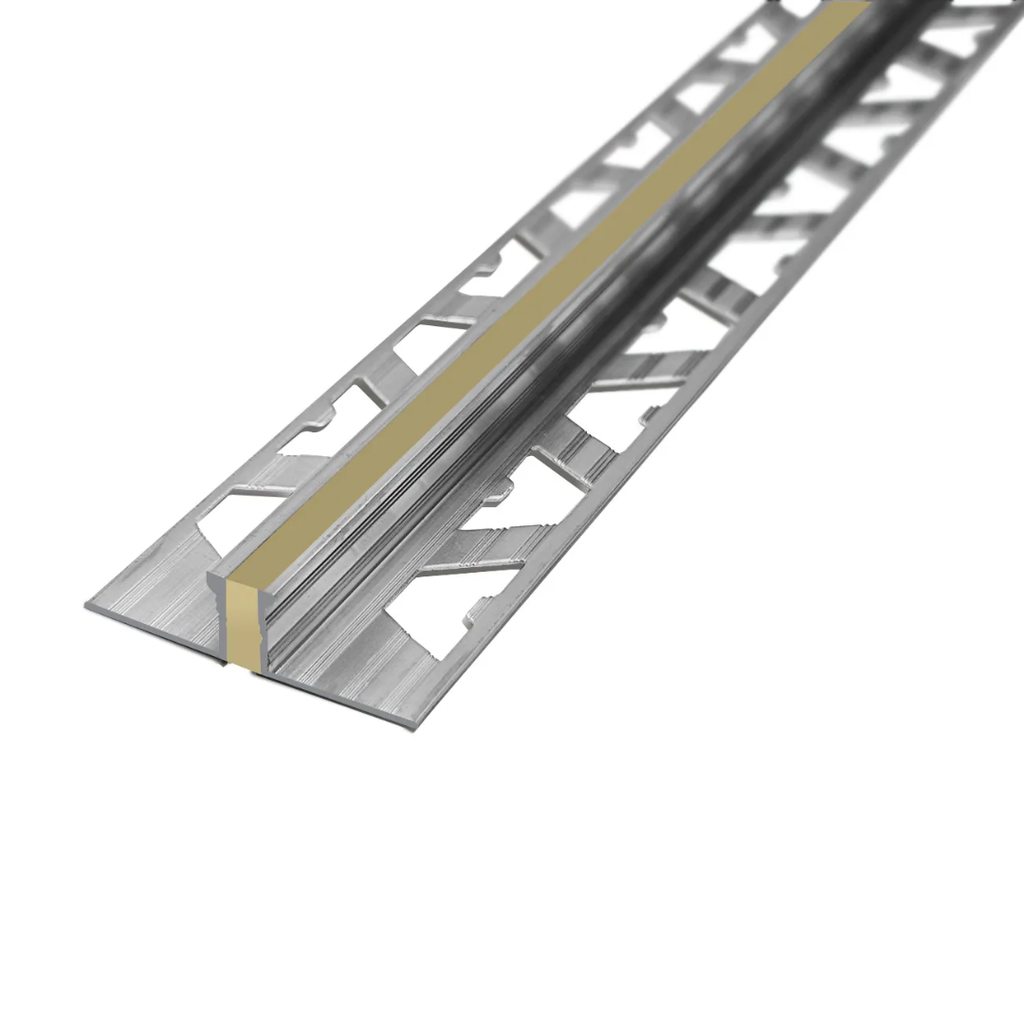 Junta Dilatación Cierre de Piso Aluminio Caucho Beige Porcelanato x 2,5 m