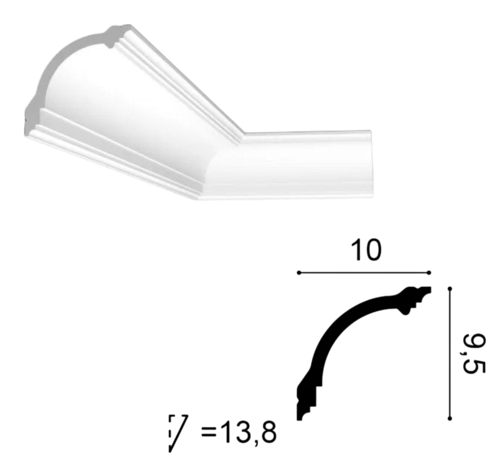 Moldura Perimetral Cornisa CB512N - 95mm x 10mmm x 2m - ORAC