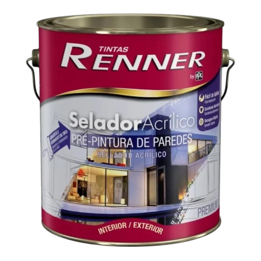 Pintura Sellador Acrílico Pigmentado Balde Obras 3.6 L Renner
