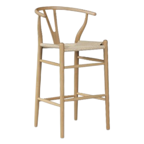 [101765] Silla Banqueta Madera Ratan Haya Natural (Res.98cm Aci.65cm)